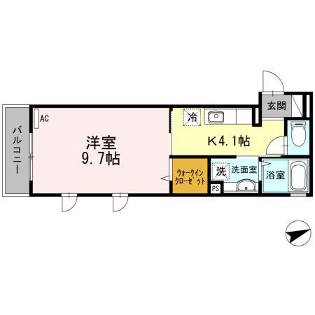 D-ROOMHIROO(1K/1階)の間取り写真