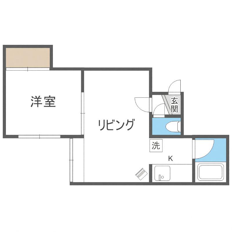 パレス本通(1LDK/3階)の間取り写真