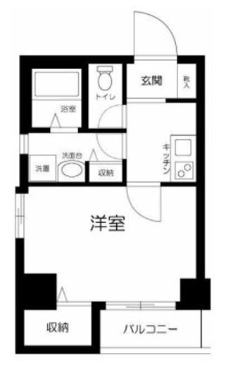 ローズマンションミヤハラ(1K/6階)の間取り写真