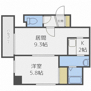 アートパレス中の島(1LDK/2階)の間取り写真