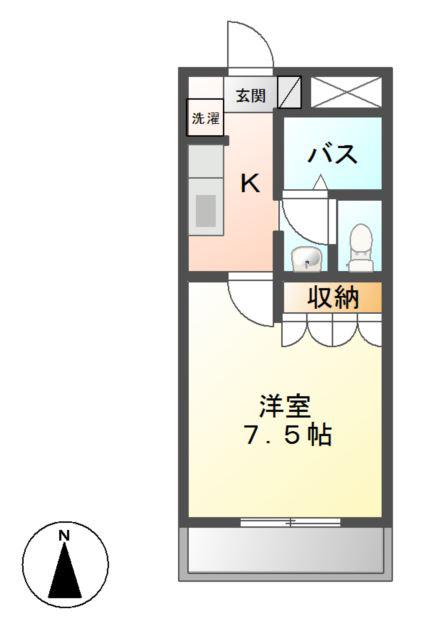 ギャルソニエール泉(1K/1階)の間取り写真