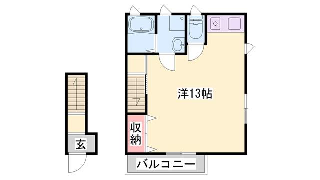 テイク・ハウス(ワンルーム/1階)の間取り写真