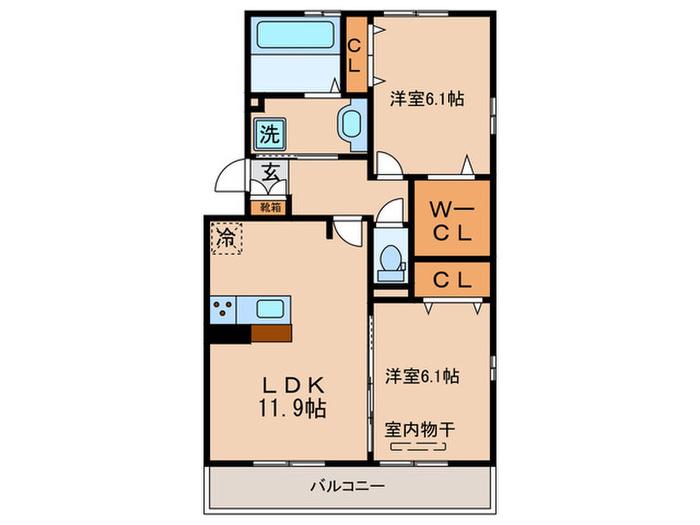 アルタ唐崎ビュー(2LDK/2階)の間取り写真