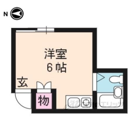ハイツ紫峯(ワンルーム/2階)の間取り写真