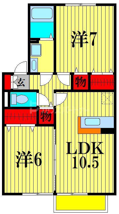 グリーンヒル(2LDK/2階)の間取り写真