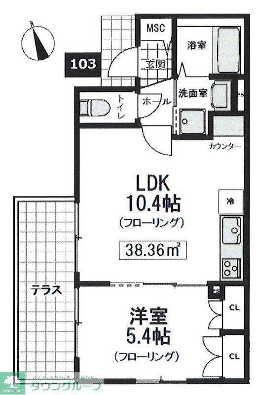 サラテラス(1LDK/1階)の間取り写真