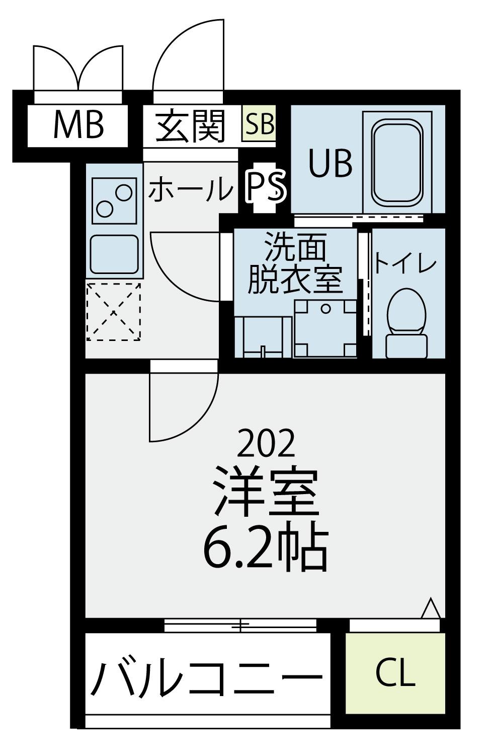 プラフィド(1K/2階)の間取り写真