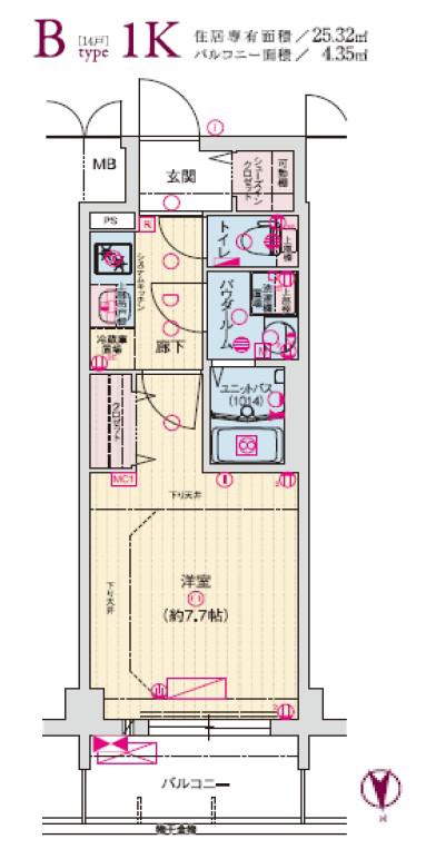 MELDIA CREST TAPP NANBA-ウエスト(1K/13階)の間取り写真