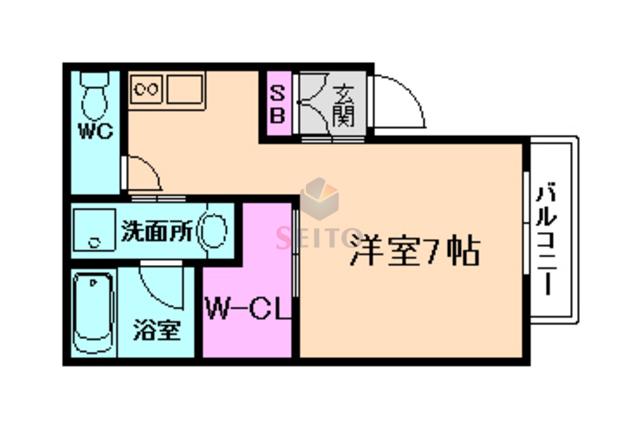 モノトーン神崎川(1K/2階)の間取り写真