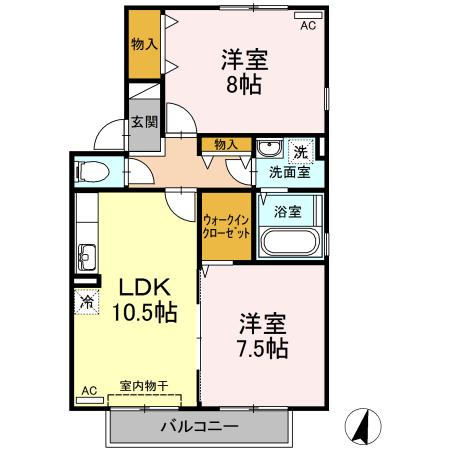メゾンリヴェールC(2LDK/2階)の間取り写真
