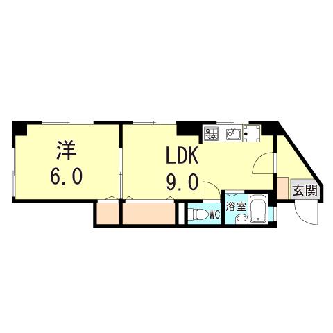 天満マンション(1LDK/5階)の間取り写真