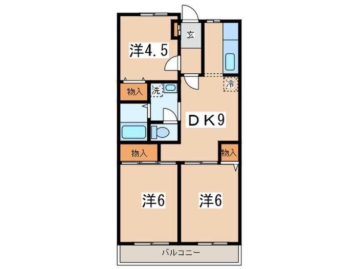 湘南パークヒル(3DK/2階)の間取り写真