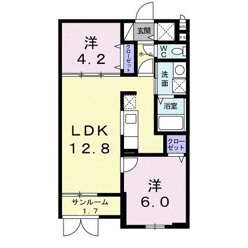 カーサ デ ロア(2LDK/1階)の間取り写真
