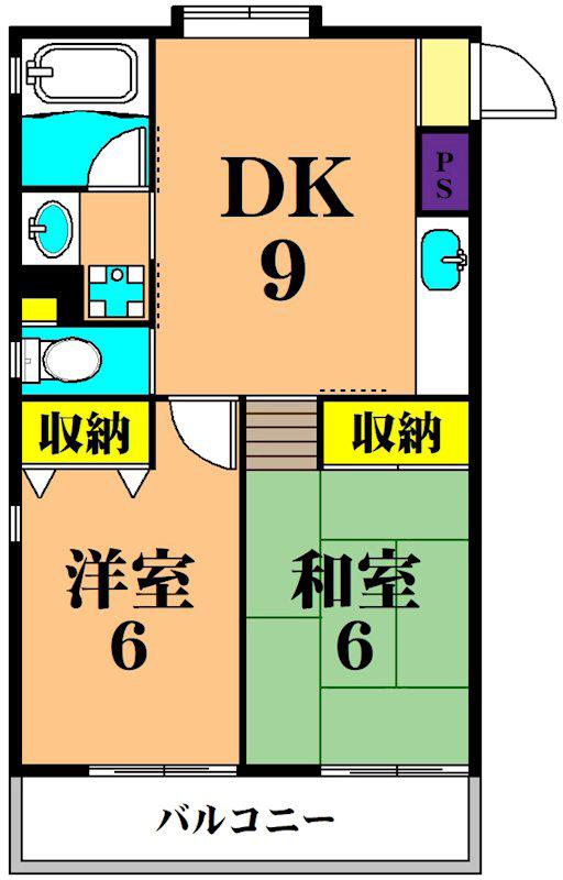 メゾンエスト(2DK/2階)の間取り写真