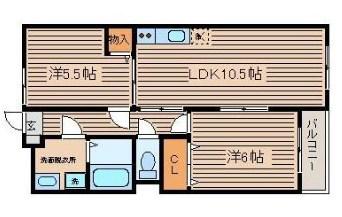 ハーベストチョウゾウ(2LDK/2階)の間取り写真