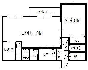 ベルオーブドゥ(1LDK/2階)の間取り写真