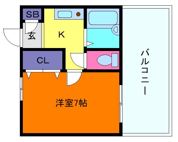 グレースハイツ六甲(1K/4階)の間取り写真