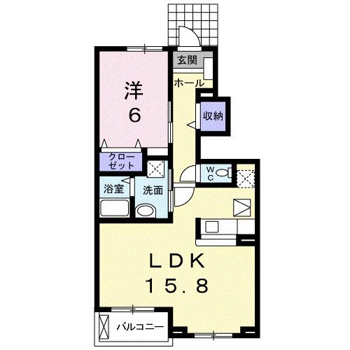 エトアール18B(1LDK/1階)の間取り写真