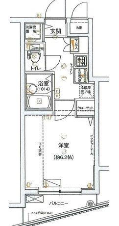 ハーモニーレジデンス東池袋ステーションフロント(1K/1階)の間取り写真