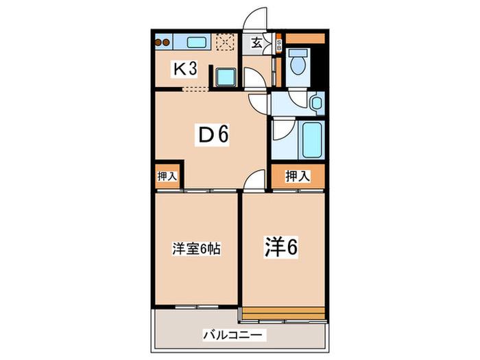 ブランシェ善行(2DK/5階)の間取り写真