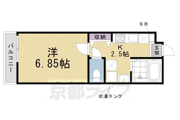 イースト FIELD(1K/2階)の間取り写真