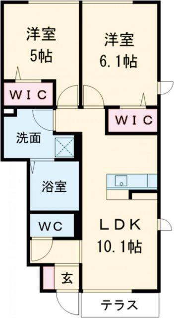 グランクレール(2LDK/1階)の間取り写真