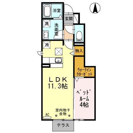 SERENO III(1LDK/1階)の間取り写真