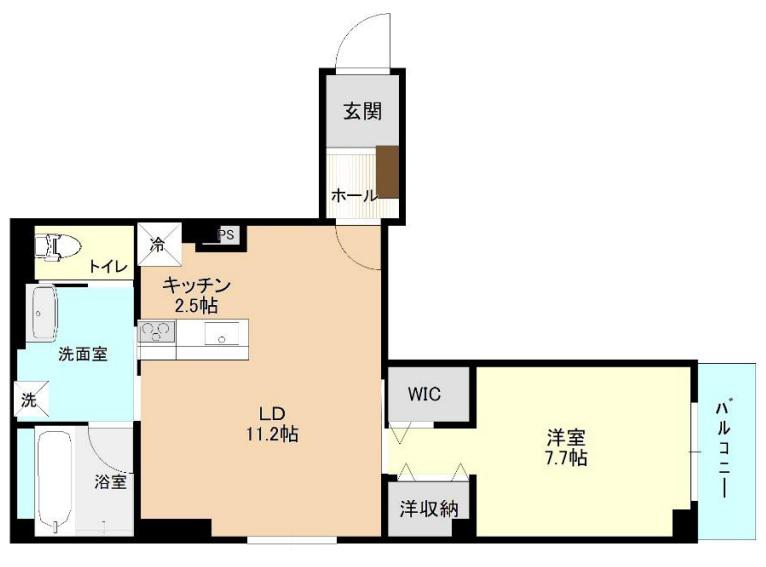ボヌール(1LDK/3階)の間取り写真