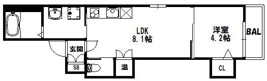 エルグランド湊川公園(1LDK/2階)の間取り写真