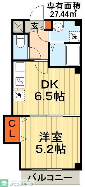 CH・BRU(1DK/2階)の間取り写真