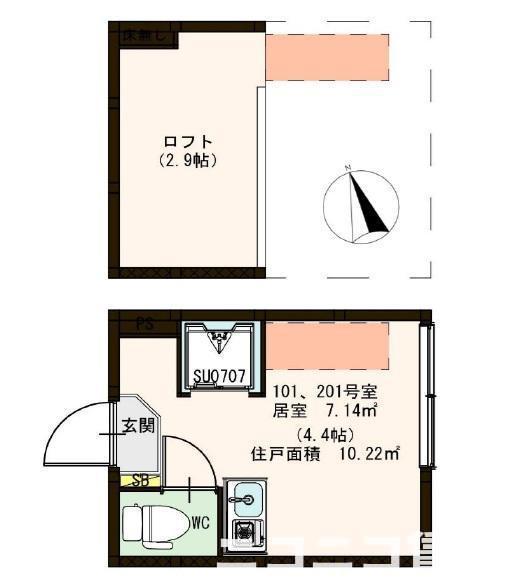 エヴィメリア永福(ワンルーム/1階)の間取り写真