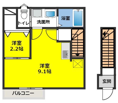 LEVARE(1SK/2階)の間取り写真