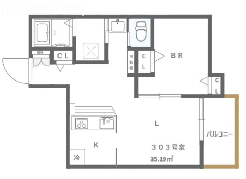 エシュロン(1LDK/3階)の間取り写真