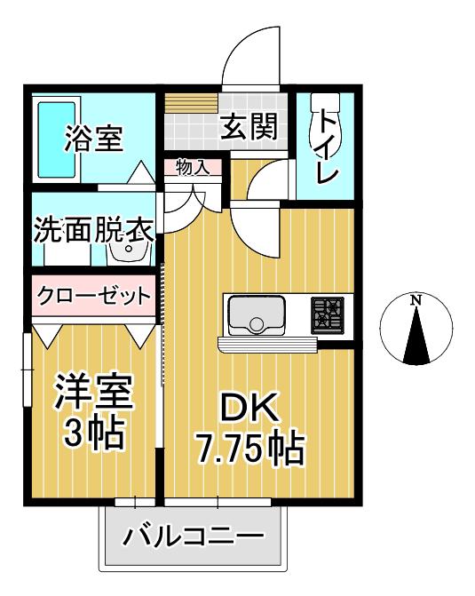 SERENO RILASSA (1DK/1階)の間取り写真