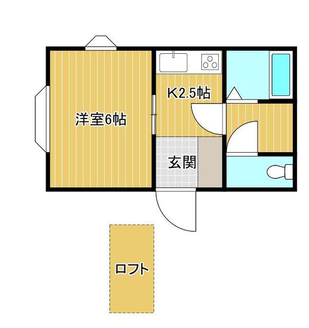 ヴィラ友丘(1K/1階)の間取り写真