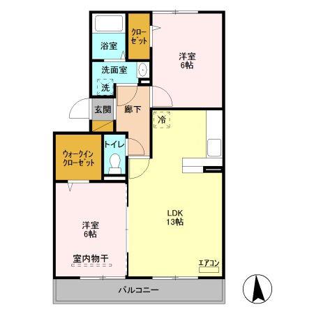 リバーパーク蒲生A(2LDK/2階)の間取り写真
