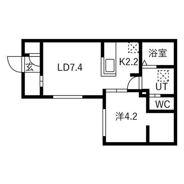 南郷通14丁目北 MS(1LDK/3階)の間取り写真