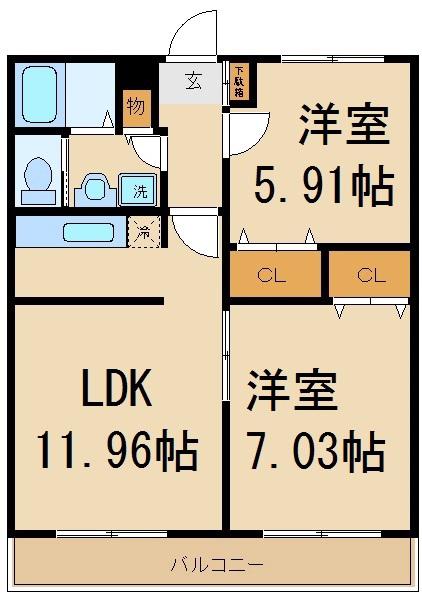 T.M.PLACE I(2LDK/2階)の間取り写真