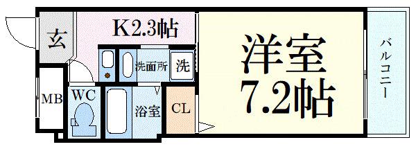 サンクール松屋町(1K/6階)の間取り写真