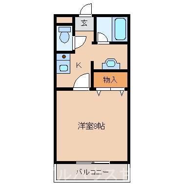オーパスワン(1K/1階)の間取り写真