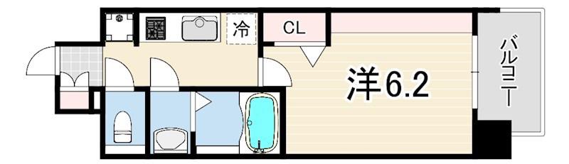 プレリス尼崎レーネヴィア(1K/2階)の間取り写真