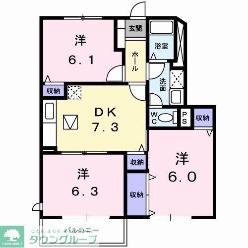 ルーラルカーサY(3DK/1階)の間取り写真