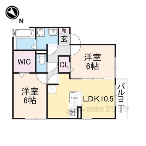 エスポワールKⅣ(2LDK/2階)の間取り写真