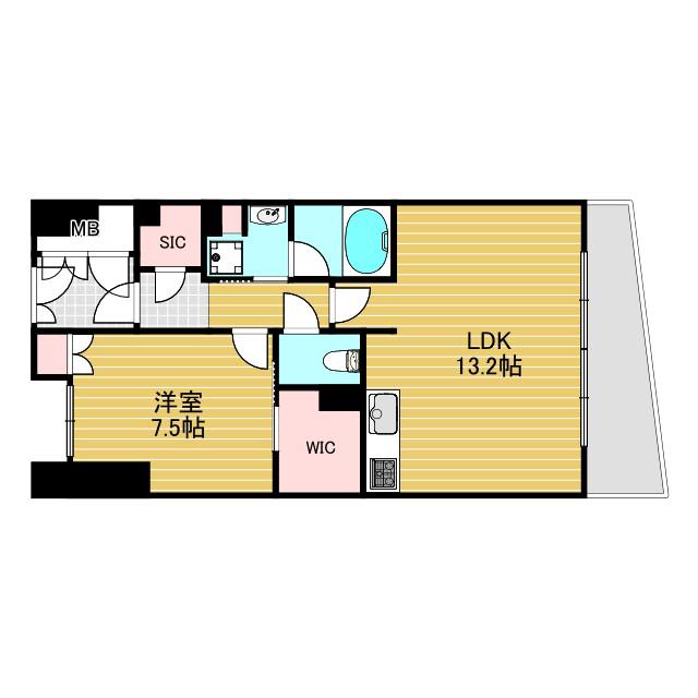 淀川ウエストタワー(1LDK/7階)の間取り写真