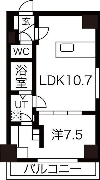 TROIS 1ST(1LDK/8階)の間取り写真