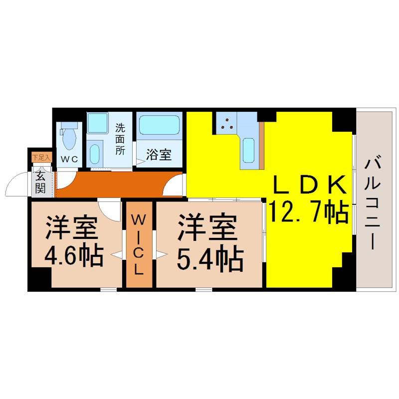 プレイス浅間(2LDK/2階)の間取り写真