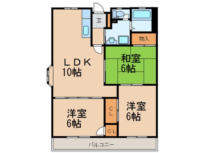 サンコーポたかき(2LDK/4階)の間取り写真