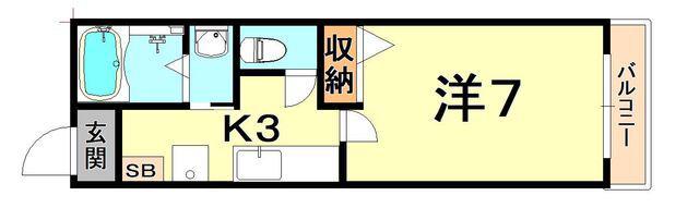 サンハイム甲南山手(1K/1階)の間取り写真
