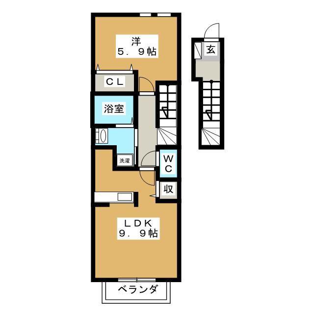 ヒューゲルプラース(1LDK/2階)の間取り写真