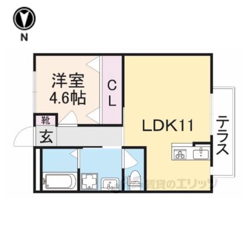 ターシェリー大和八木(1LDK/1階)の間取り写真